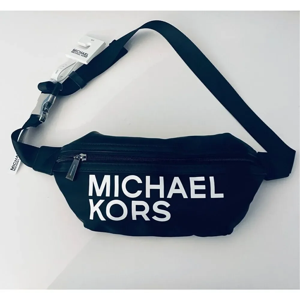 NWT Gorgeous Michael Kors Signature Sling Bag Fanny Pack with Silver Hardware